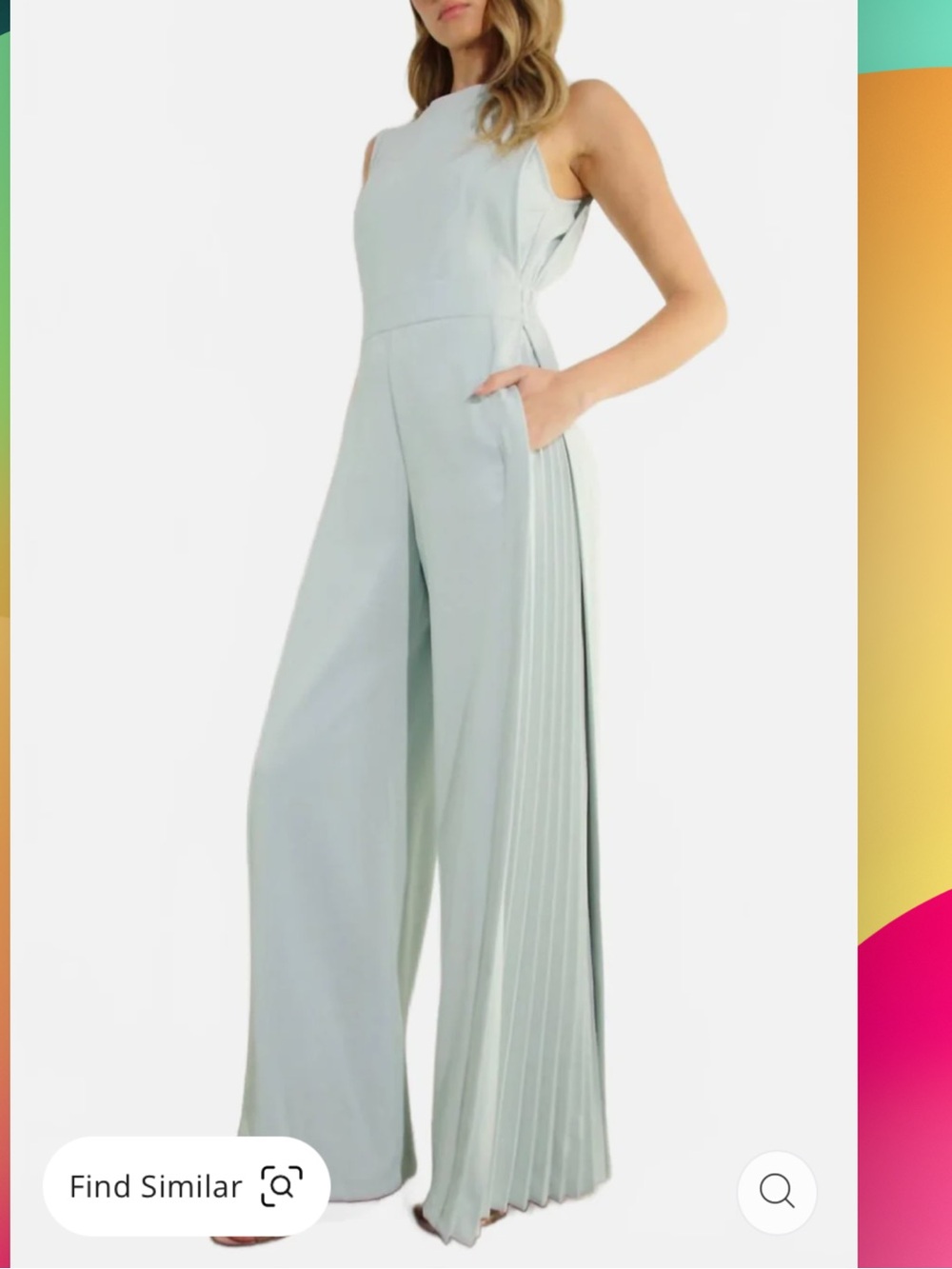 NWT Sleeveless Wide-Leg Jumpsuit - with Pleated Panels in Light Sage